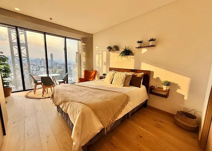 Apartamento Espectacular Estudio En Tower Reforma 2 Camas Dobles 4 Personas *